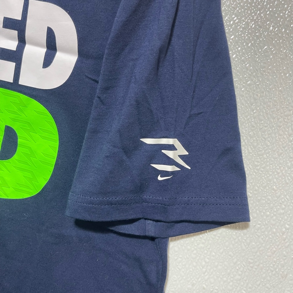 3/$10 Nike Men's Blue Fired Up Tee with Green and White Print - Picture 2 of 5